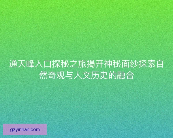 通天峰入口探秘之旅揭开神秘面纱探索自然奇观与人文历史的融合