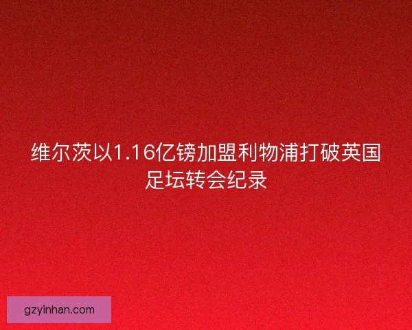维尔茨以1.16亿镑加盟利物浦打破英国足坛转会纪录