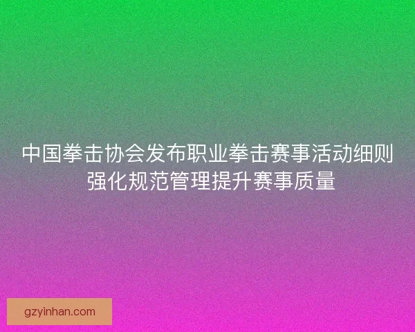 中国拳击协会发布职业拳击赛事活动细则 强化规范管理提升赛事质量